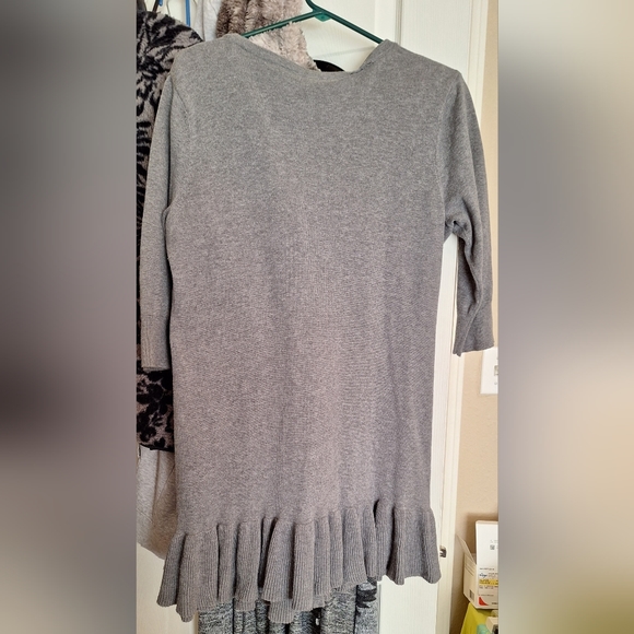 New Directions Long, Ruffled, Buttoned Cardigan - Picture 3 of 11